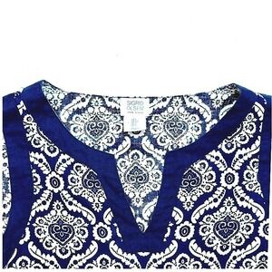 Sigrid Olsen Women S 100% Linen Shift Dress AOP Vacation